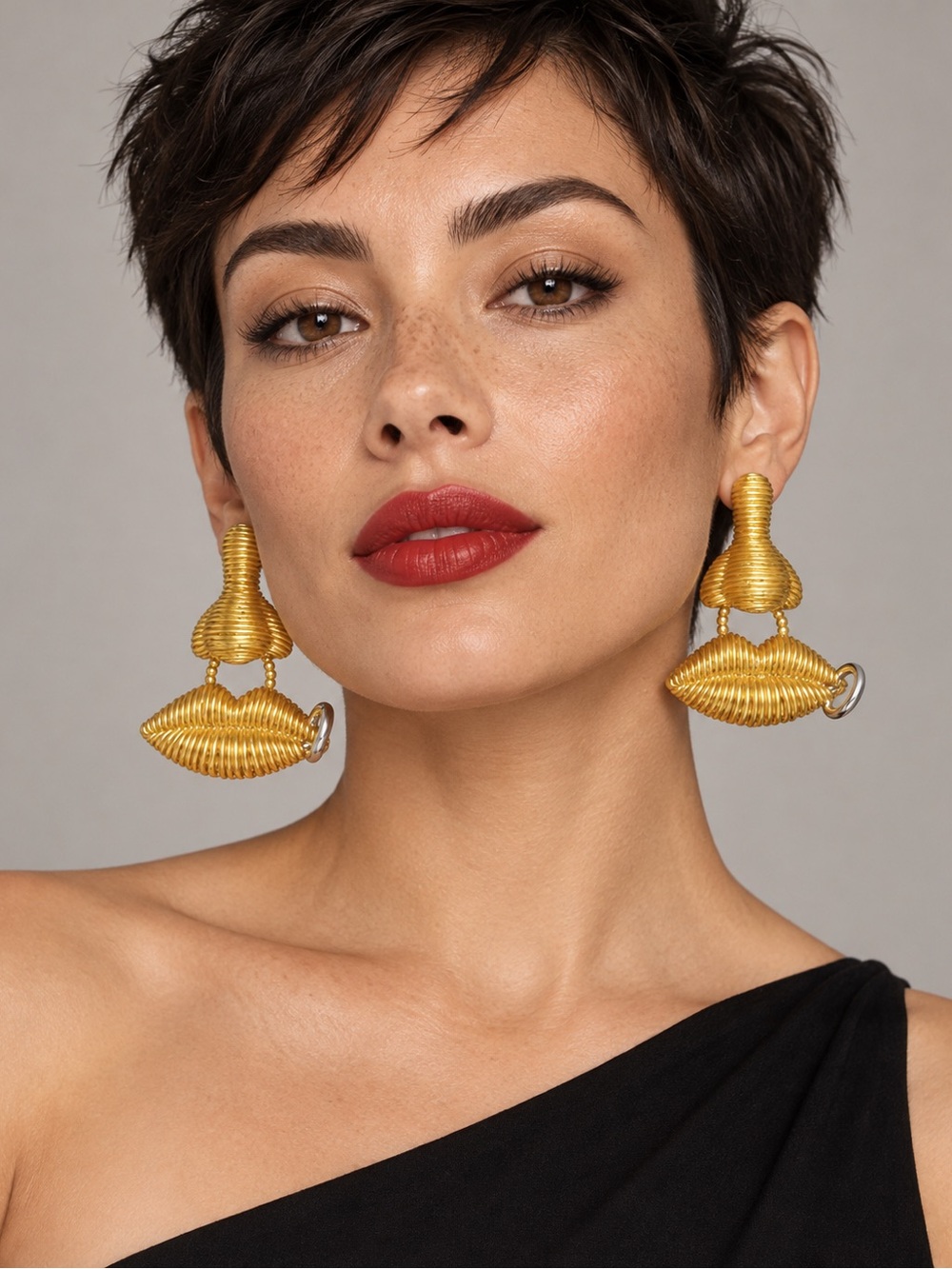 Gold Sculptural Statement Drop Earrings - Women Jewelry